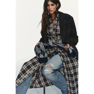 ZARA PLAID PLEATED MIDI DRESS